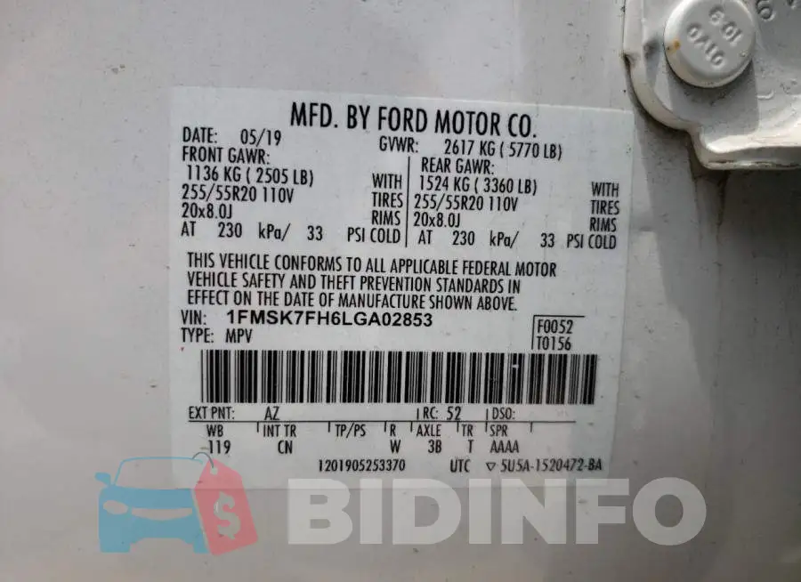 1FMSK7FH6LGA02853 Photo# 13