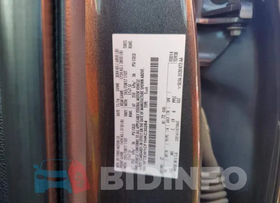 1FTEW1CF1HKC30284 Photo# 13