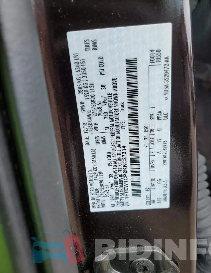 1FTEW1CP2KKC27314 Photo# 12