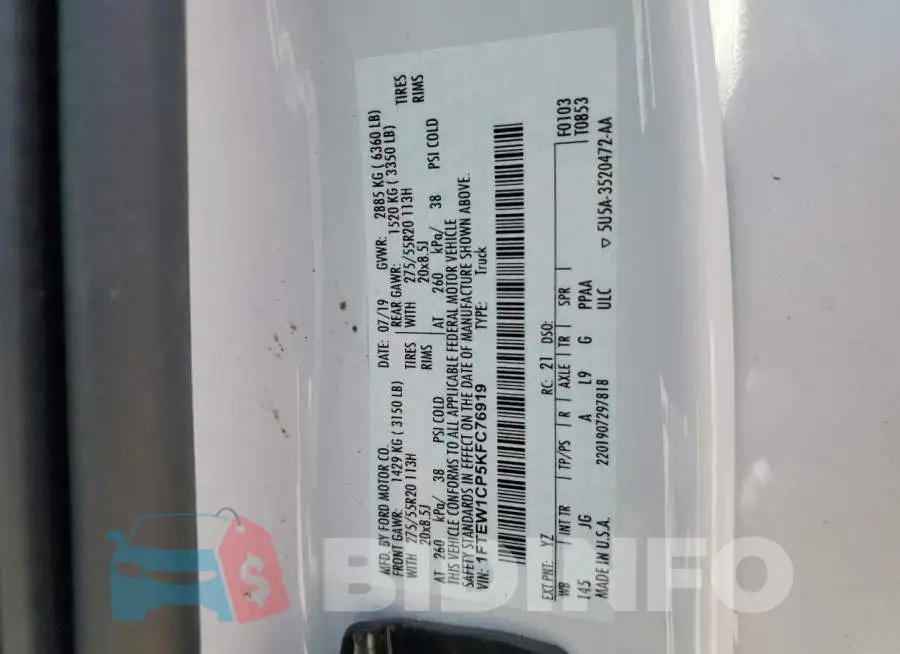 1FTEW1CP5KFC76919 Photo# 12