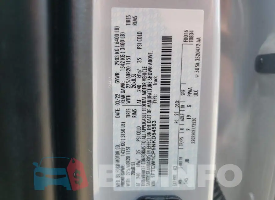 1FTEW1CP5NKD54563 Photo# 12