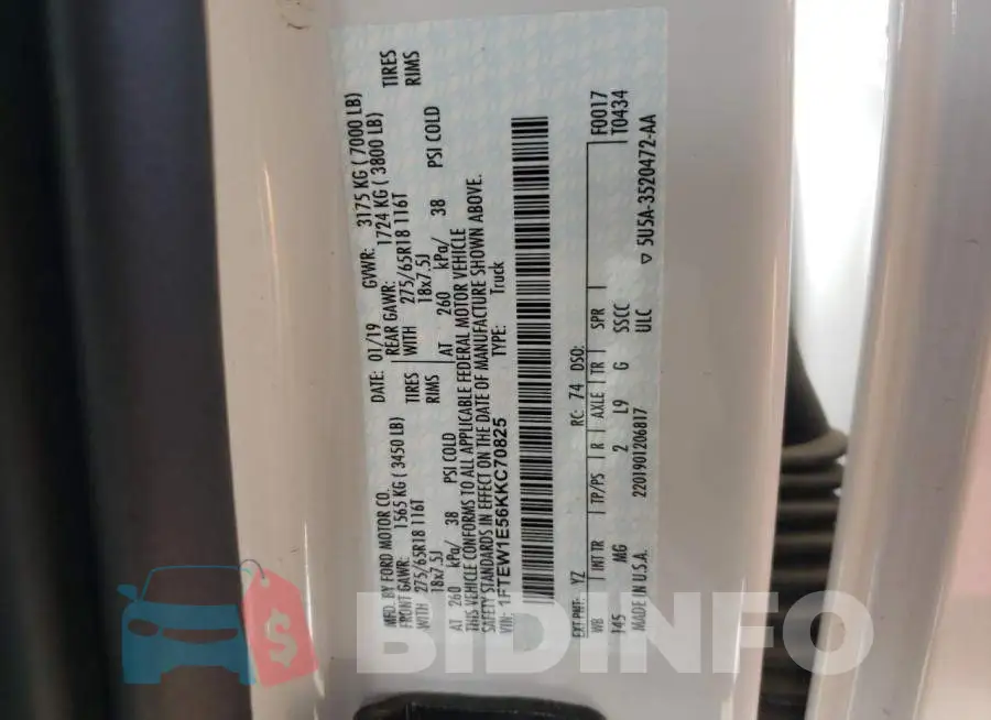 1FTEW1E56KKC70825 Photo# 13