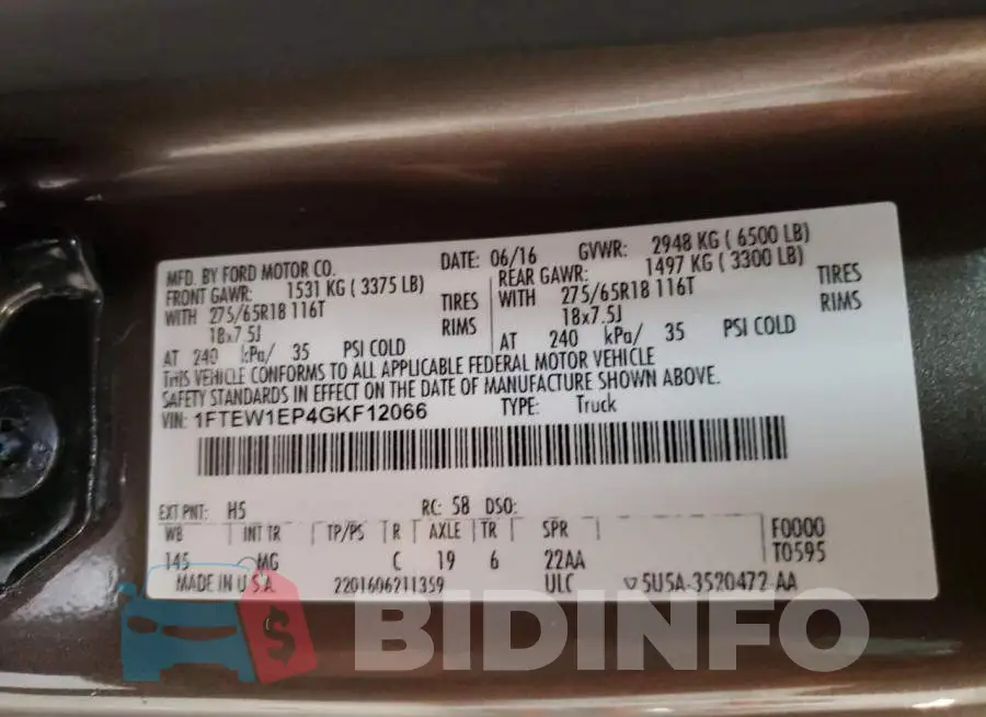 1FTEW1EP4GKF12066 Photo# 12