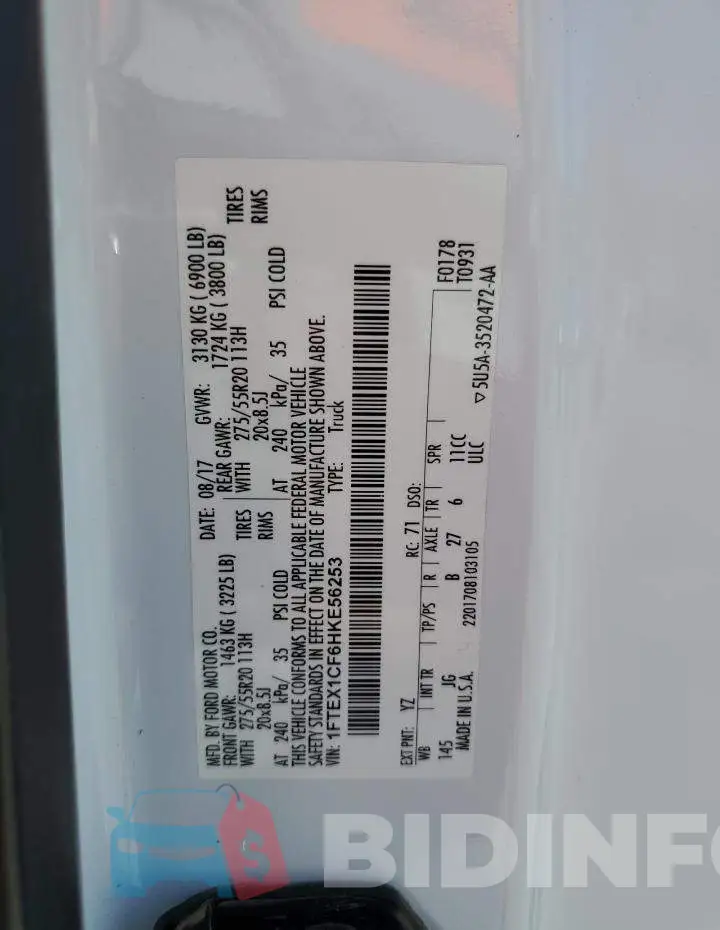 1FTEX1CF6HKE56253 Photo# 12