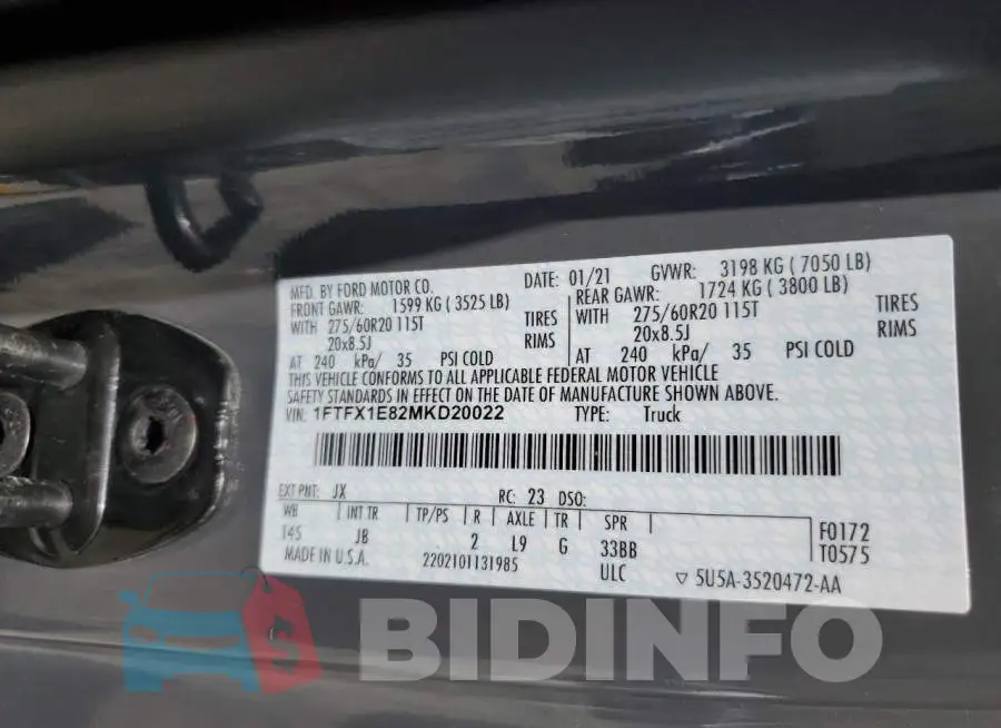 1FTFX1E82MKD20022 Photo# 12