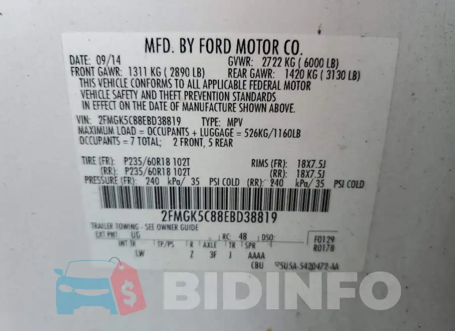 2FMGK5C88EBD38819 Photo# 13