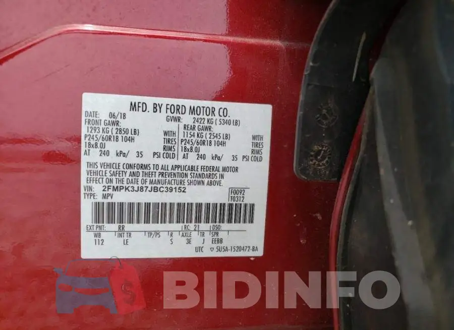2FMPK3J87JBC39152 Photo# 13