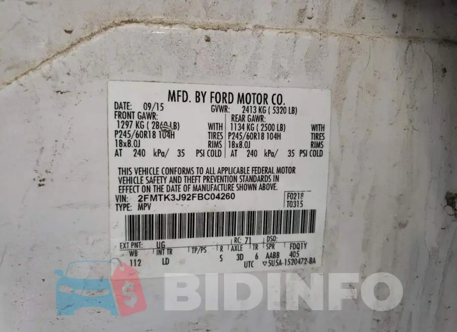2FMTK3J92FBC04260 Photo# 14