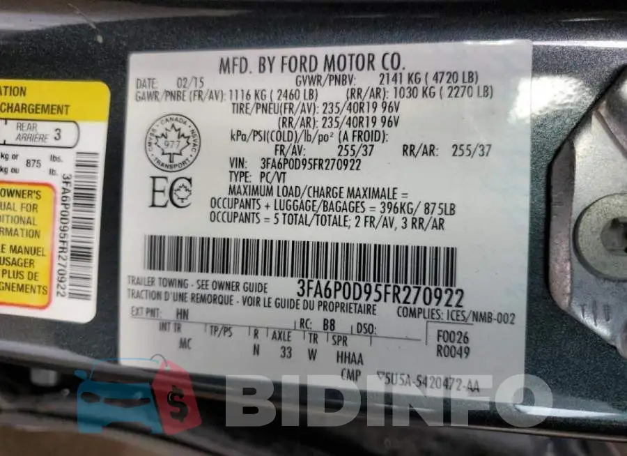 3FA6P0D95FR270922 Photo# 13