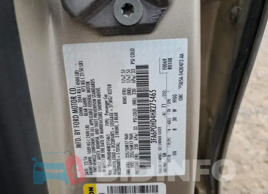 3FA6P0HD4HR275465 Photo# 12