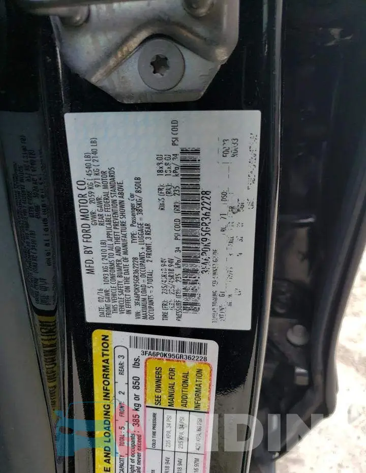 3FA6P0K95GR362228 Photo# 12