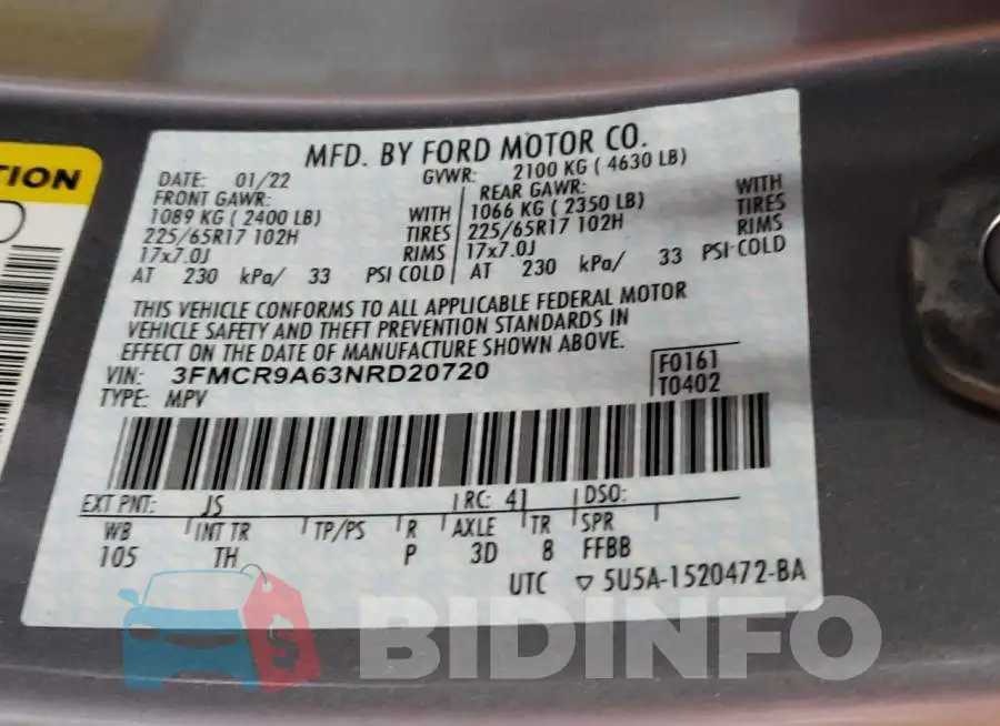 3FMCR9A63NRD20720 Photo# 14