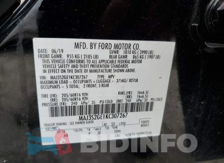 MAJ3S2GE1KC307267 Photo# 12