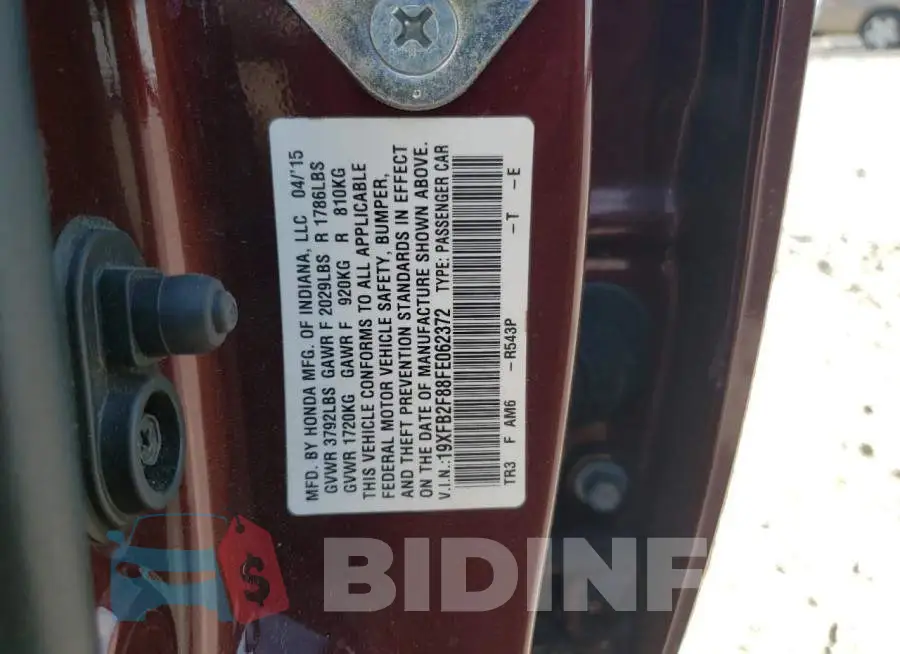 19XFB2F88FE062372 Photo# 12