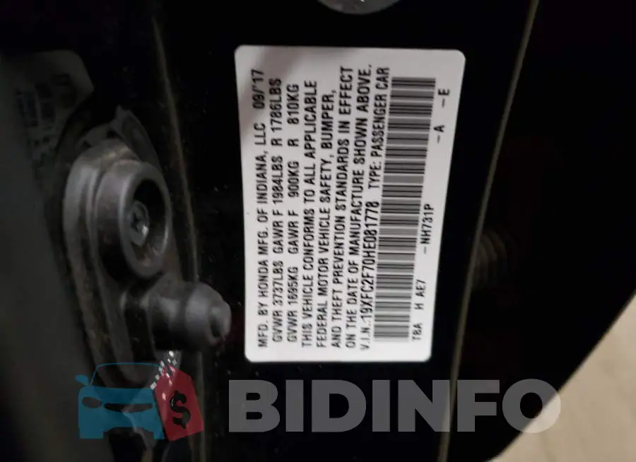 19XFC2F70HE081778 Photo# 12