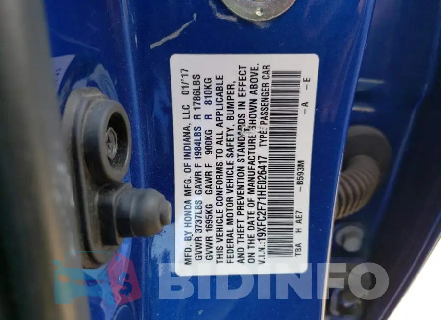19XFC2F71HE026417 Photo# 12