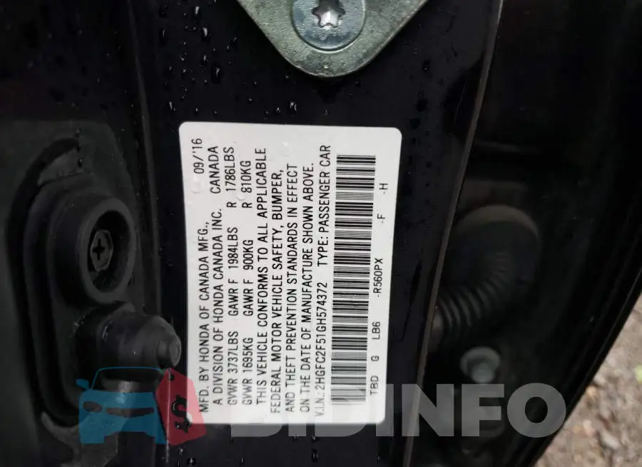 2HGFC2F51GH574372 Photo# 12