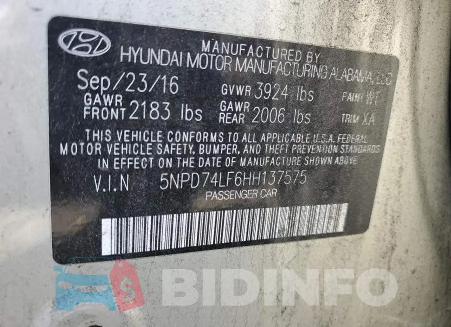 5NPD74LF6HH137575 Photo# 12