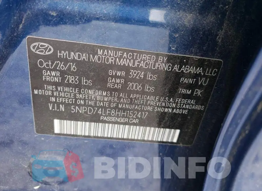 5NPD74LF8HH152417 Photo# 12