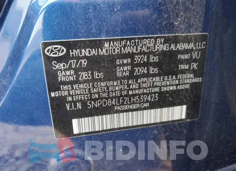 5NPD84LF2LH539423 Photo# 12