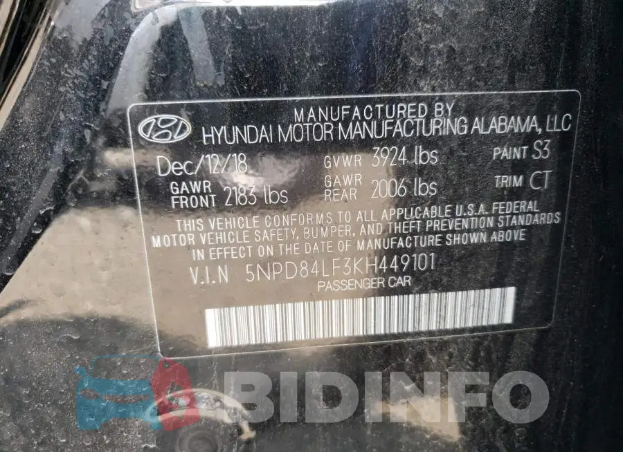 5NPD84LF3KH449101 Photo# 12