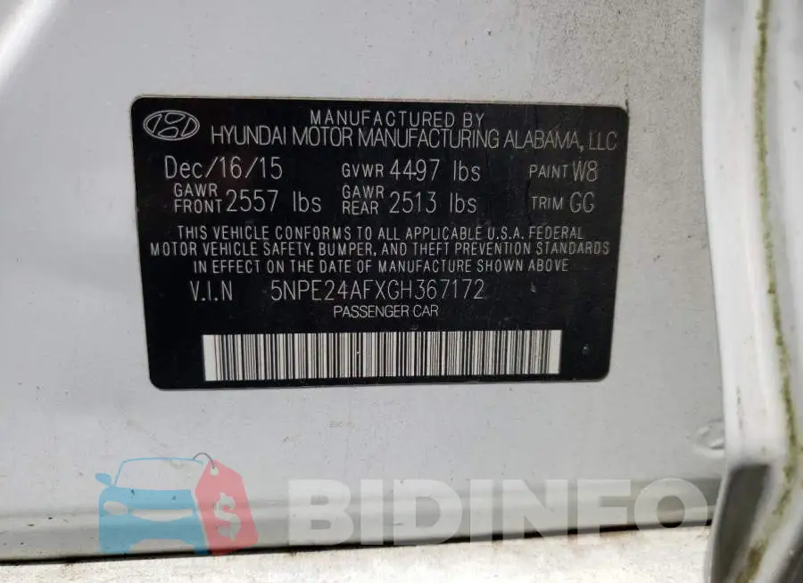 5NPE24AFXGH367172 Photo# 12