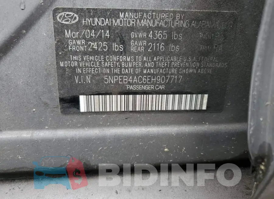 5NPEB4AC6EH907717 Photo# 12