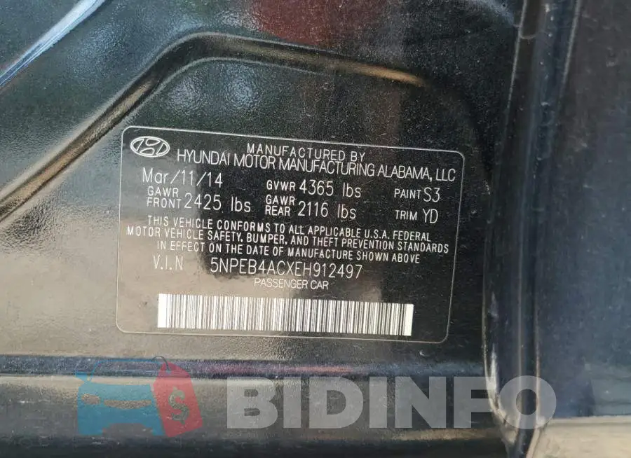 5NPEB4ACXEH912497 Photo# 12