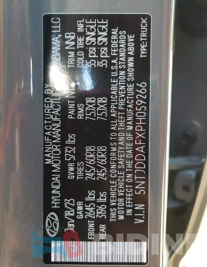 5NTJDDAFXPH059266 Photo# 12