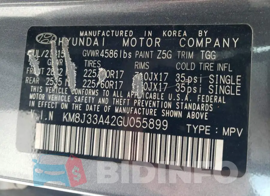 KM8J33A42GU055899 Photo# 13