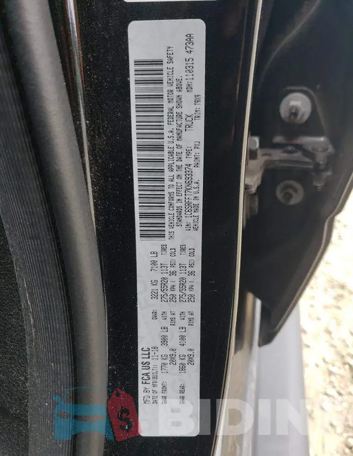 1C6SRFFT7KN693374 Photo# 12
