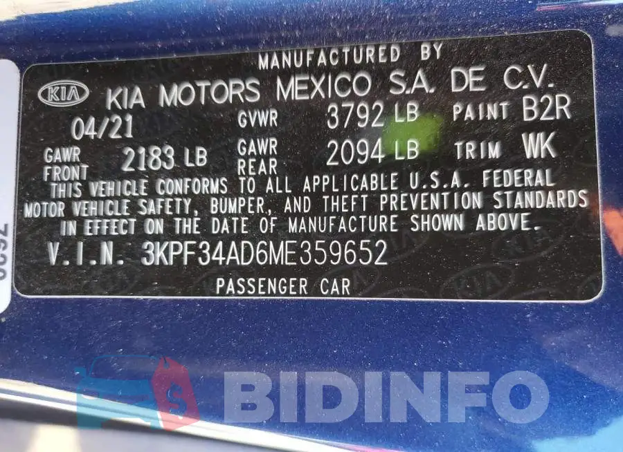 3KPF34AD6ME359652 Photo# 12