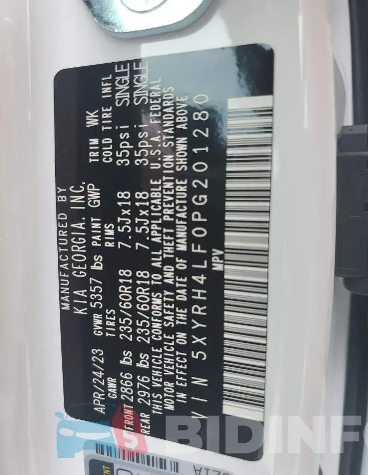 5XYRH4LF0PG201280 Photo# 13
