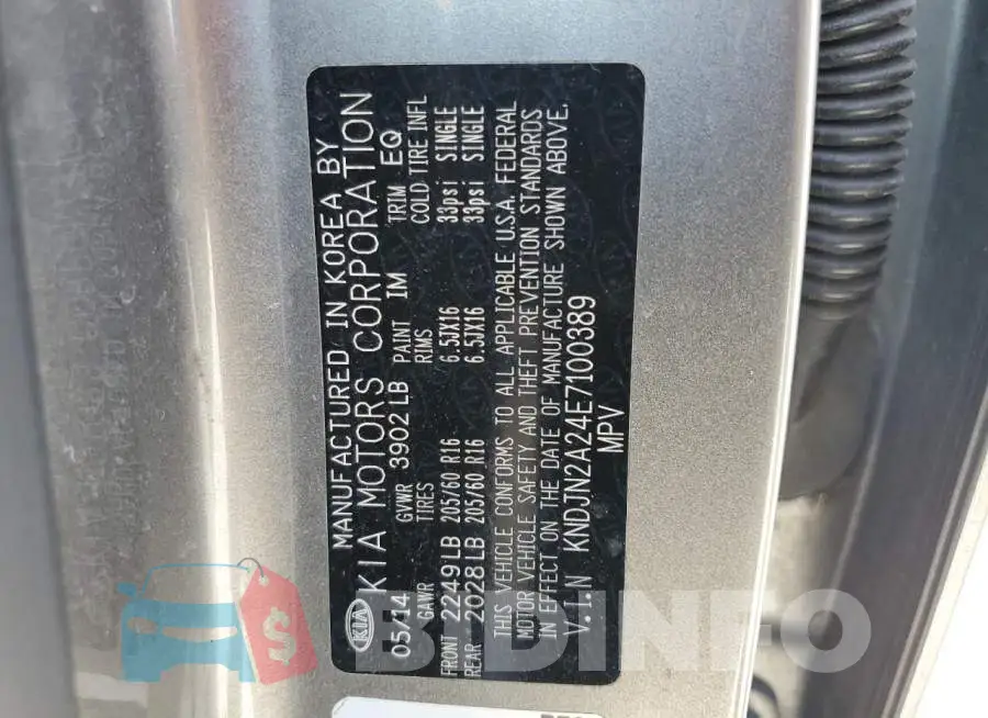 KNDJN2A24E7100389 Photo# 12