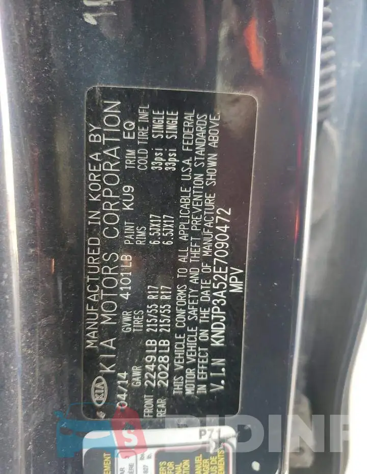 KNDJP3A52E7090472 Photo# 12