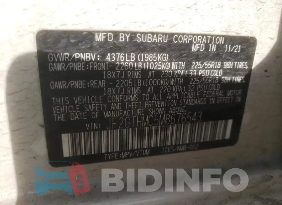 JF2GTHMC5M8676543 Photo# 13