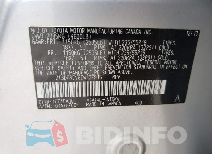 2T3DFREV8EW127915 Photo# 13