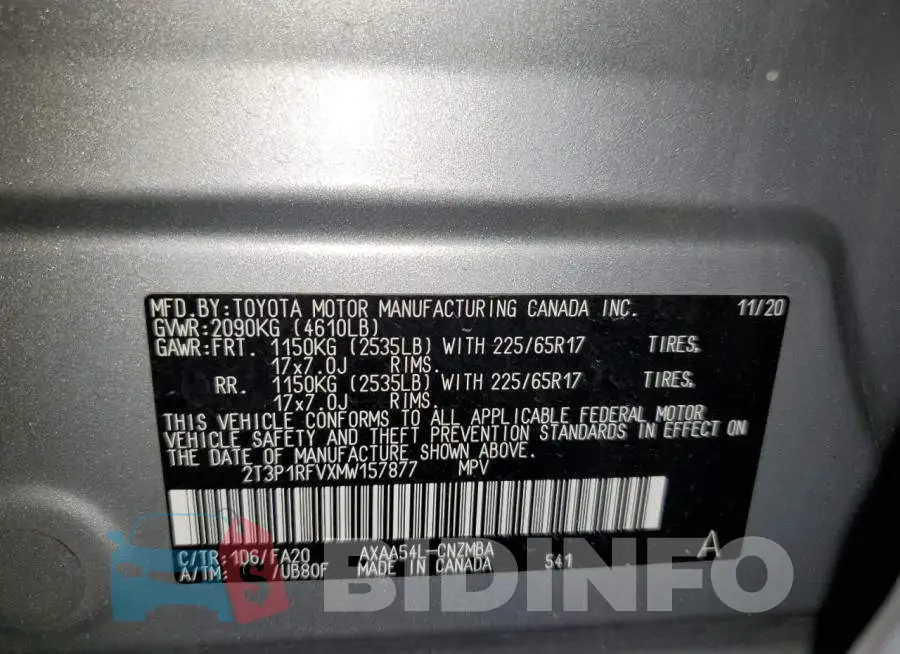 2T3P1RFVXMW157877 Photo# 13