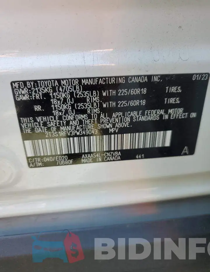2T3S1RFV3PW349043 Photo# 12