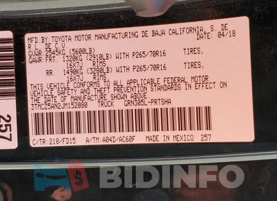 3TMCZ5AN2JM152080 Photo# 12