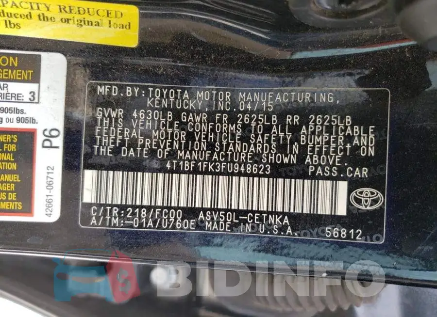 4T1BF1FK3FU948623 Photo# 13