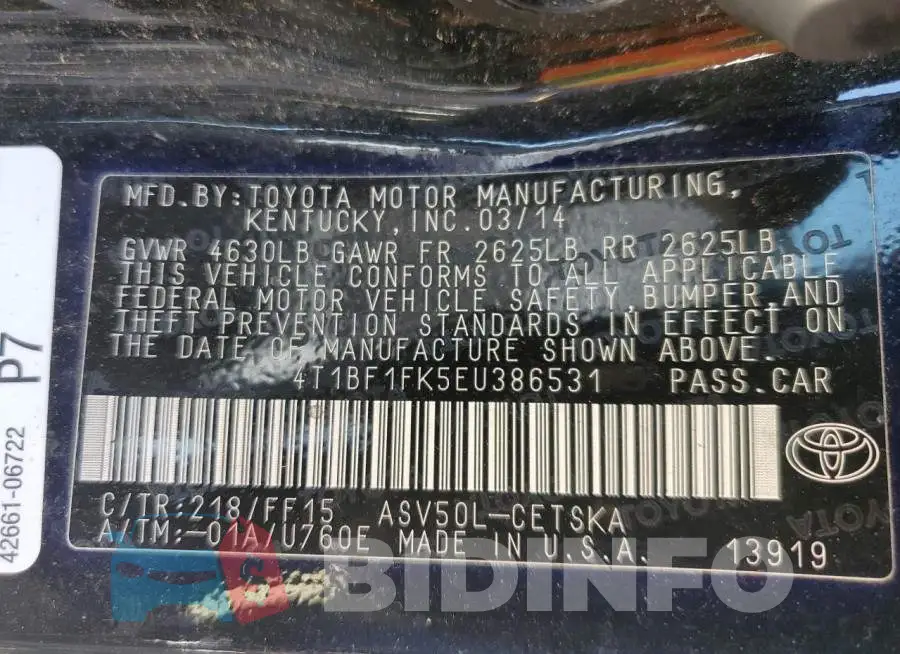 4T1BF1FK5EU386531 Photo# 13