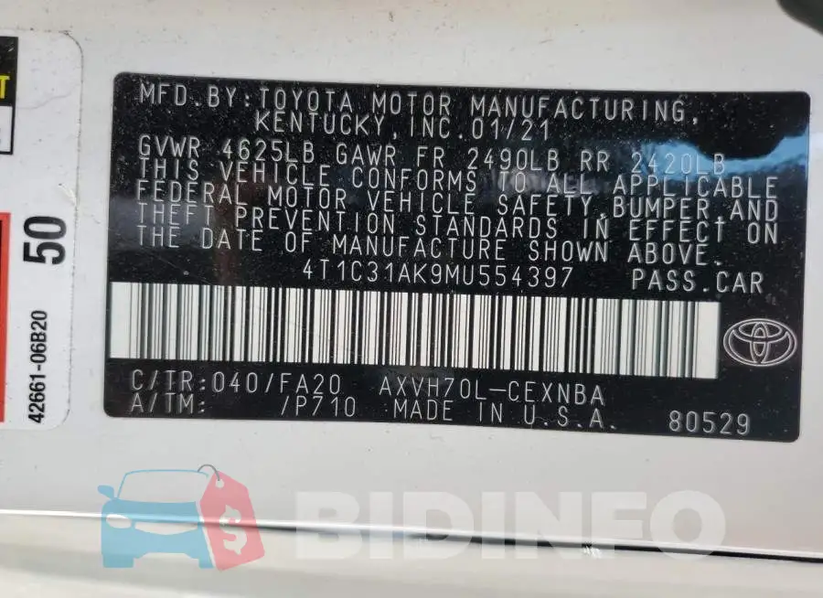 4T1C31AK9MU554397 Photo# 12