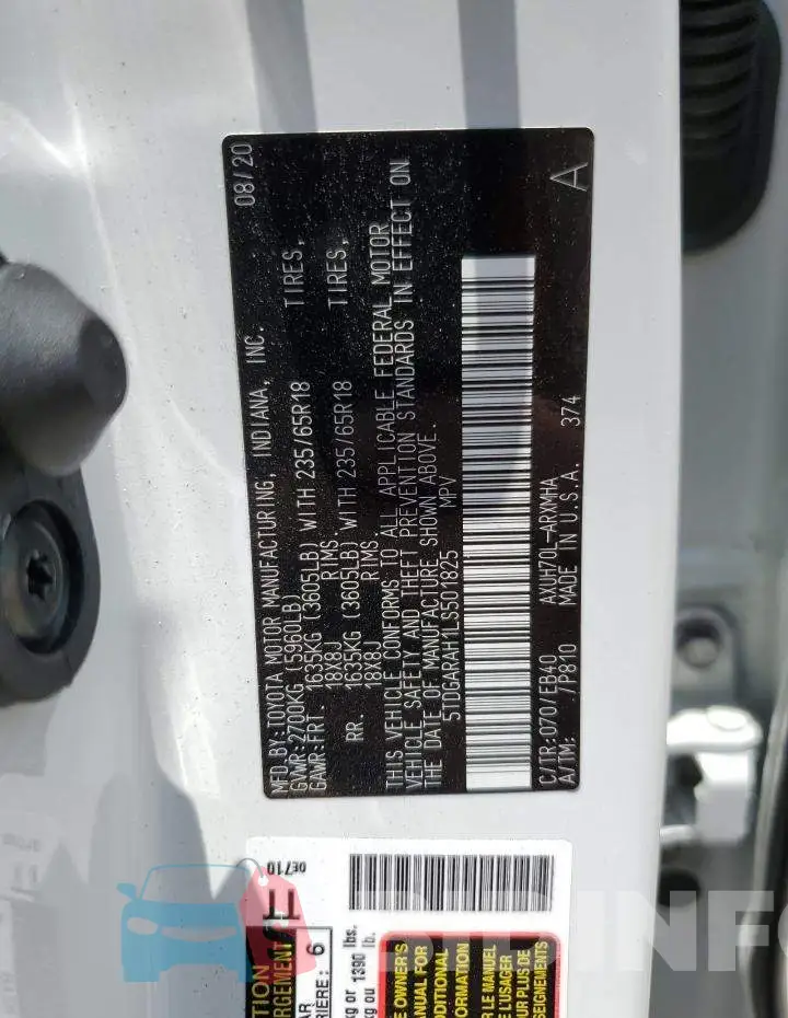 5TDGARAH1LS501825 Photo# 12