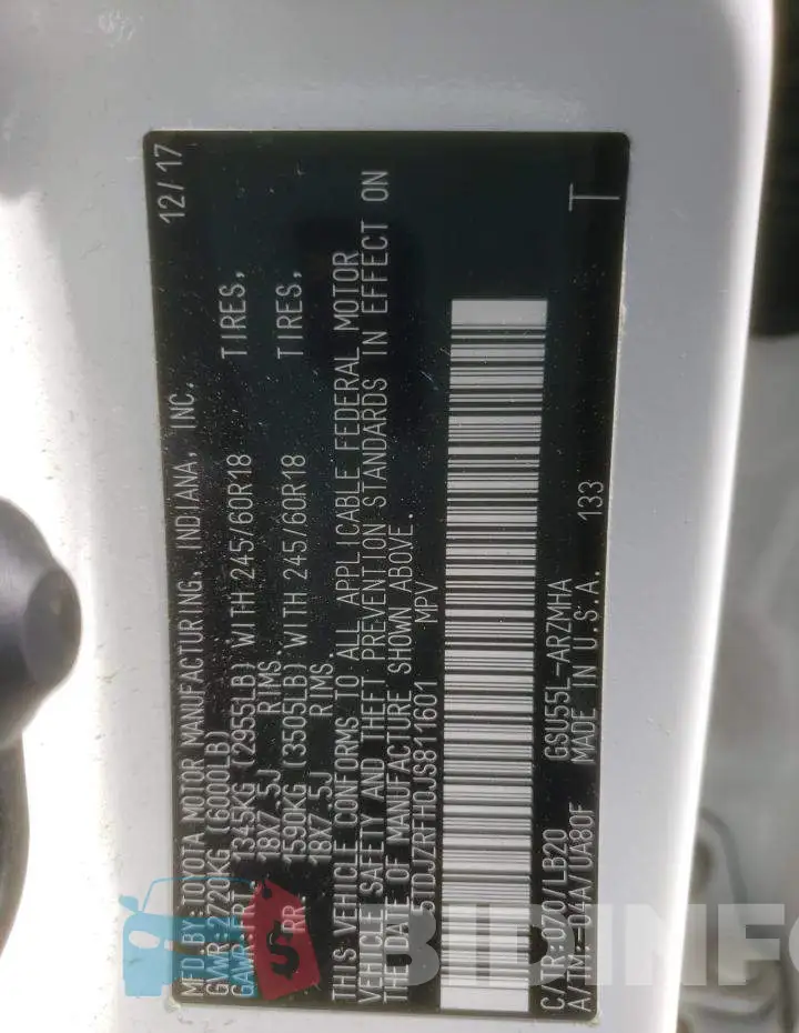 5TDJZRFH0JS811601 Photo# 13