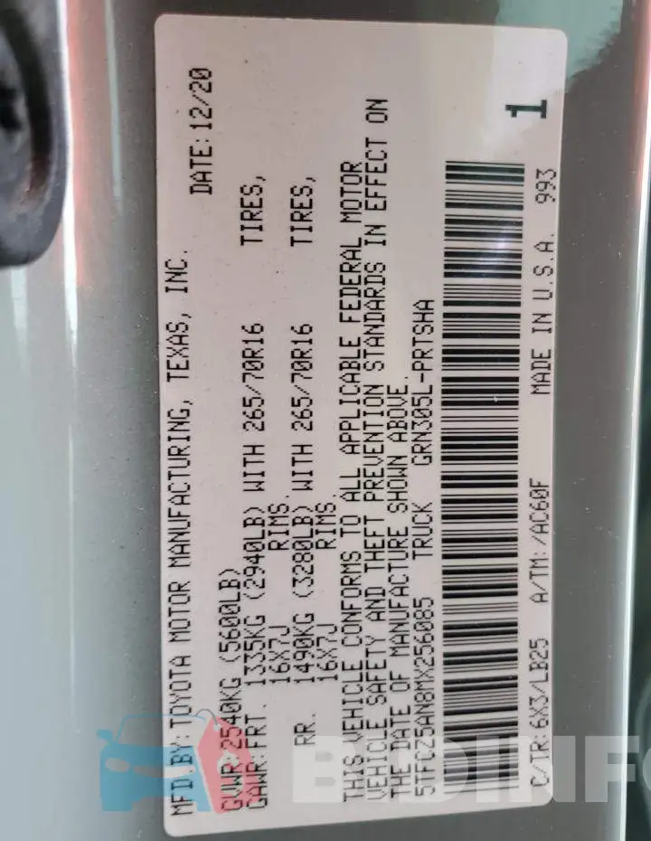 5TFCZ5AN8MX256085 Photo# 12