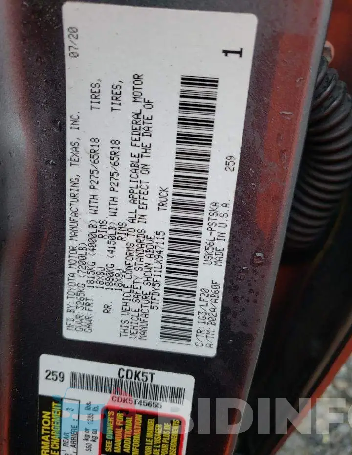 5TFDY5F11LX947115 Photo# 12