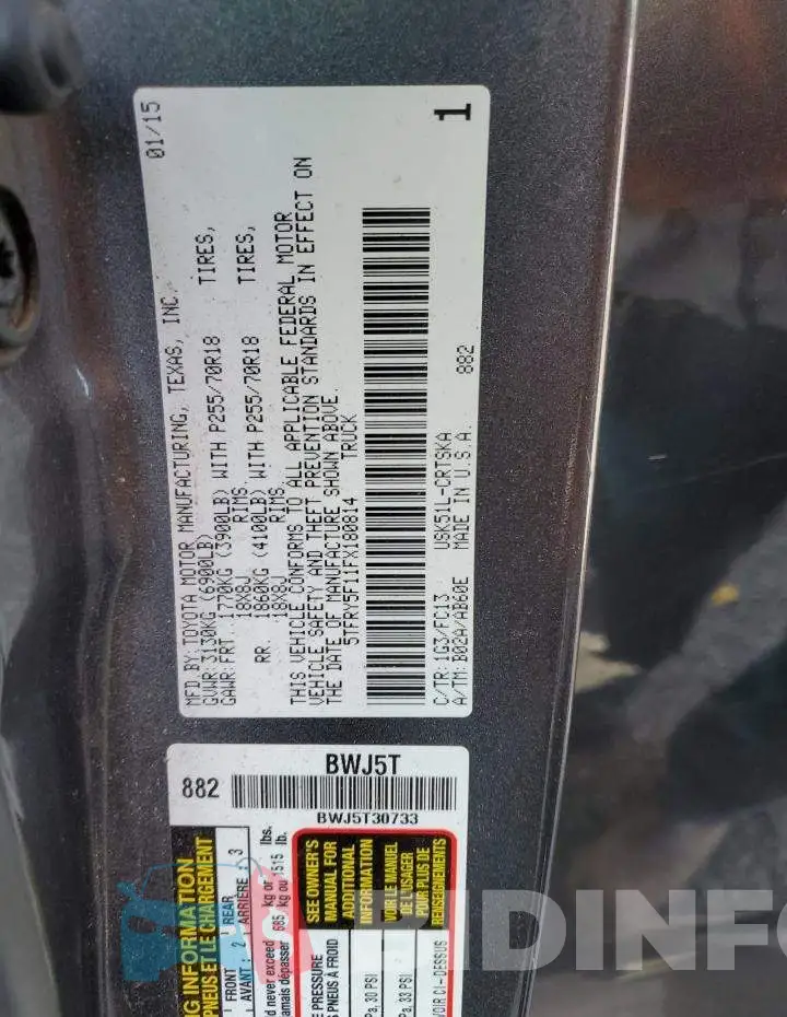 5TFRY5F11FX180814 Photo# 12
