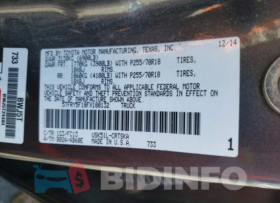 5TFRY5F18FX180132 Photo# 12
