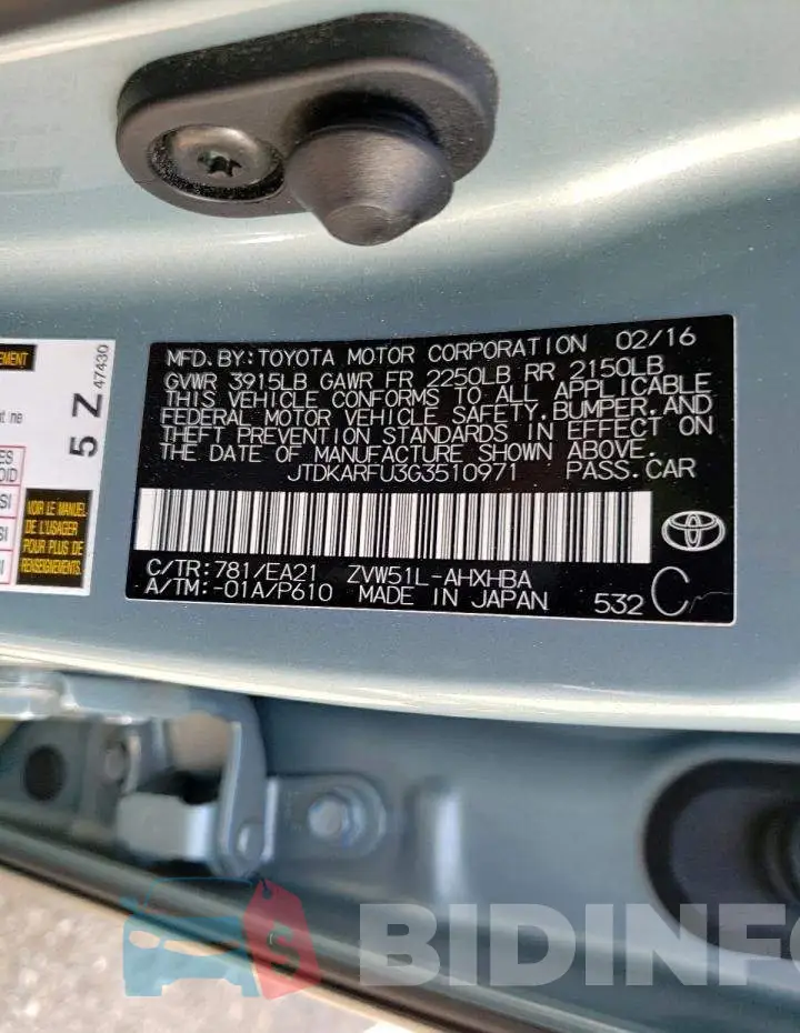 JTDKARFU3G3510971 Photo# 12